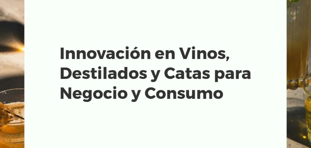 Mesa de cata moderna con vinos, destilados, copas innovadoras y expertos degustando. Ambiente profesional y atractivo.