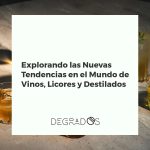 Personas catando vinos y licores en un ambiente moderno, con elementos de e-commerce y botellas premium visibles