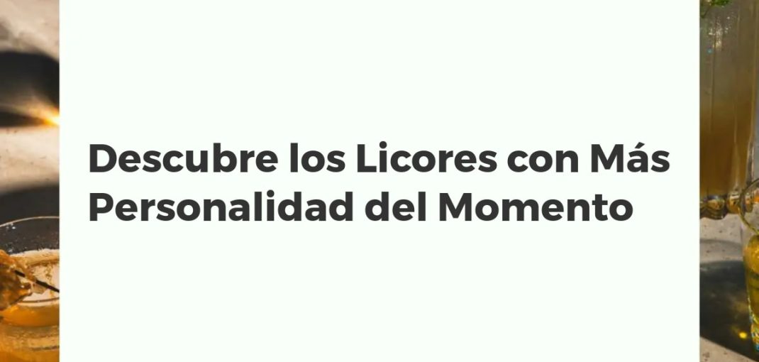 Selección de botellas de licores artesanales con personalidad sobre una barra de bar iluminada, junto a un cóctel preparado