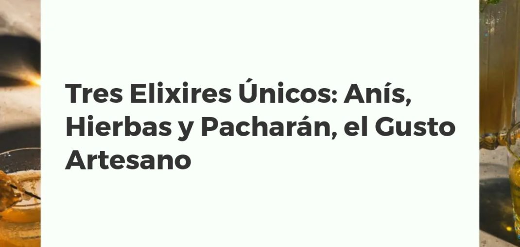 Botellas de anís, licor de hierbas y pacharán rodeadas de sus ingredientes naturales: anís estrellado, hierbas aromáticas y endrinas.