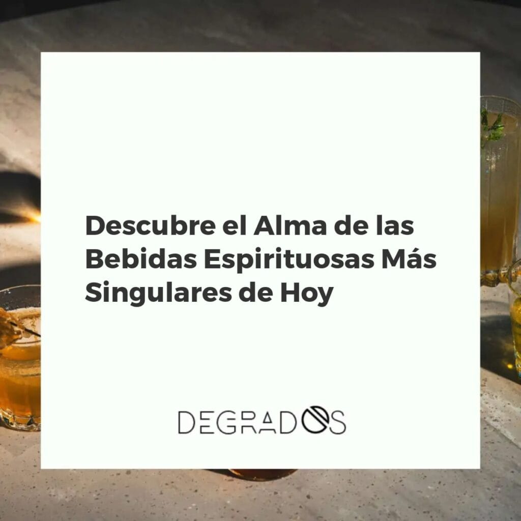 Botellas de bebidas espirituosas singulares y modernas dispuestas artísticamente junto a botánicos exóticos en una barra elegante.