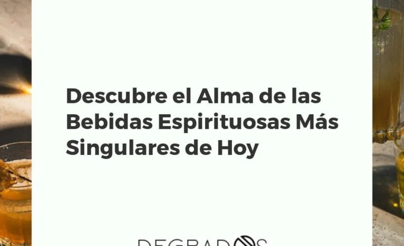 Botellas de bebidas espirituosas singulares y modernas dispuestas artísticamente junto a botánicos exóticos en una barra elegante.