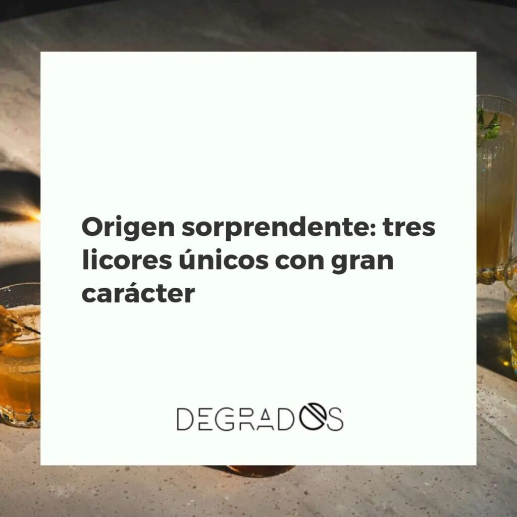 Tres botellas de licor de estilo vintage representando la absenta, el vermut y el licor de hierbas sobre un mapa histórico.